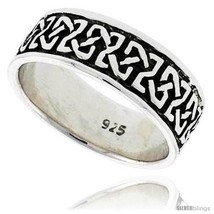 Size 11 - Sterling Silver Celtic Knot Wedding Band Thumb Ring, 5/16 in wide  - $35.36