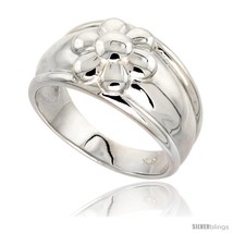 Size 10 - Sterling Silver 6 Petal Flower Cigar Band Ring Flawless finish 1/2 in  - £37.71 GBP