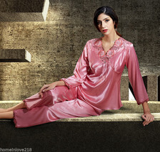 Newest Pink Silk Blend 2pcs Short Girl&#39;s Sleep skirt/ Pajama Sets M/L/XL/2XL - £47.94 GBP