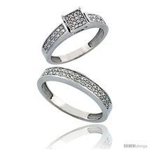 Size 8 - 10k White Gold 2-Piece Diamond Ring Set ( Engagement Ring &amp; Man&#39;s  - £723.04 GBP