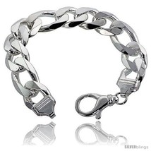 Length 8 - Sterling Silver Italian Figaro Chain Necklaces &amp; Bracelets 17mm  - £328.84 GBP