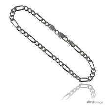 Length 7 - Sterling Silver Italian Figaro Chain Necklaces &amp; Bracelets 4.5mm  - £20.04 GBP