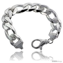 Length 9 - Sterling Silver Italian Figaro Chain Necklaces &amp; Bracelets 17mm  - £360.19 GBP