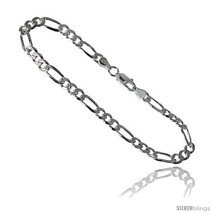 Length 30 - Sterling Silver Italian Figaro Chain Necklaces &amp; Bracelets 5.5mm  - £98.79 GBP