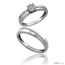 Size 10 - 10k White Gold 2-Piece Diamond Ring Set ( Engagement Ring &amp; Ma... - £624.52 GBP
