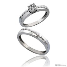 Size 10 - 10k White Gold 2-Piece Diamond Ring Set ( Engagement Ring &amp; Ma... - £636.16 GBP