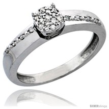 Size 8.5 - 10k White Gold Diamond Engagement Ring, w/ 0.10 Carat Brilliant Cut  - £347.08 GBP