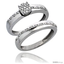 Size 6.5 - 10k White Gold 2-Piece Diamond Engagement Ring Set, w/ 0.22 Carat  - $766.36