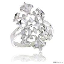 Size 7.5 - Sterling Silver Fleur de Lis Filigree Ring, 7/8  - £17.43 GBP