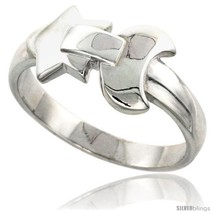 Size 8 - Sterling Silver Moon &amp; Star Ring Flawless finish 3/8 in  - £27.49 GBP