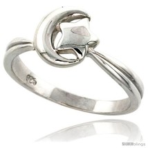 Size 7 - Sterling Silver Stars Ring Flawless finish 3/8 in  - £21.41 GBP