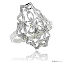 Size 6 - Sterling Silver Floral Filigree Ring, 3/4 in -Style  - £15.49 GBP