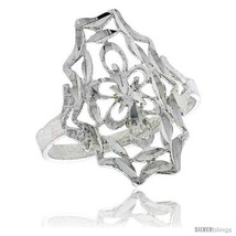 Size 7 - Sterling Silver Floral Filigree Ring, 3/4 in -Style  - £15.42 GBP