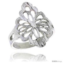 Size 7.5 - Sterling Silver Diamond-shaped Floral Filigree Ring, 3/4  - £15.50 GBP