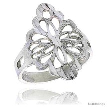 Size 7.5 - Sterling Silver Diamond-shaped Floral Filigree Ring, 3/4  - £15.28 GBP