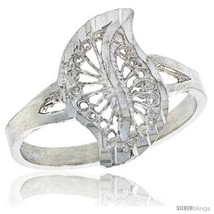 Size 7.5 - Sterling Silver Leaf-like Swirl Filigree Ring, 5/8  - £10.82 GBP