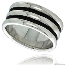 Size 7.5 - Sterling Silver Scalloped Dome Ring 7/16 in wide -Style  - £21.14 GBP