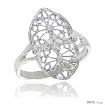 Size 8 - Sterling Silver Double Heart Filigree Ring, 3/4 in, w/ Teeny  - £16.28 GBP