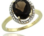 10k yellow gold diamond smoky topazring 2 4 ct oval stone 10x8 mm 1 2 in wide thumb155 crop
