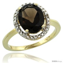 Size 5 - 10k Yellow Gold Diamond Smoky TopazRing 2.4 ct Oval Stone 10x8 mm, 1/2  - $439.26