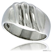 Size 6 - Sterling Silver Scalloped Dome Ring 7/16 in wide -Style  - £20.31 GBP
