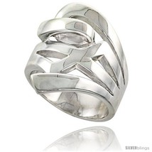 Size 9.5 - Sterling Silver Contemporary Designer Ring Flawless finish 1 in  - £103.88 GBP