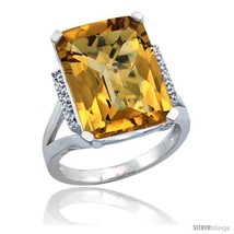 Size 5 - 10k White Gold Diamond Whisky Quartz Ring 12 ct Emerald Cut 16x12  - £579.22 GBP