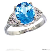 14k white gold diamond swiss blue topaz ring 2 40 ct oval 10x8 stone 3 8 in wide thumb200