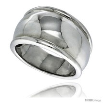 Size 9.5 - Sterling Silver Dome Wedding Band Ring 7/16 in wide -Style  - £19.37 GBP