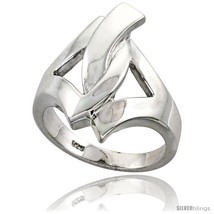 Size 9.5 - Sterling Silver Interlocking Triangles Ring Flawless finish 1 in  - £63.68 GBP