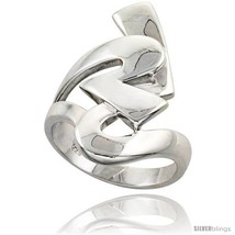 Size 7 - Sterling Silver Interlocking Hearts Ring Flawless finish 1 1/8 in  - $87.08