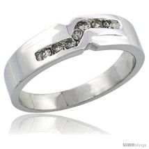 Size 6 - 10k White Gold Ladies&#39; Diamond Ring Band w/ 0.13 Carat Brilliant Cut  - £364.74 GBP