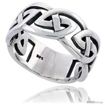 Size 10 - Sterling Silver Gent&#39;s Celtic Knot Wedding Band Ring Flawless Finish  - £54.18 GBP