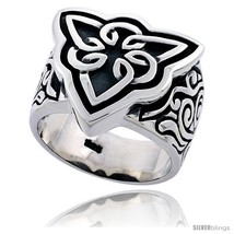 Size 10 - Sterling Silver Gent&#39;s Triquetra Celtic Knot Ring Flawless Finish 3/4  - £119.99 GBP