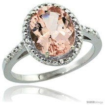 14k white gold diamond morganite ring 2 4 ct oval stone 10x8 mm 1 2 in wide thumb200