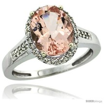 Size 8 - 14k White Gold Diamond Morganite Ring 2.5 ct Oval Stone 10x8 mm, 1/2  - £836.13 GBP