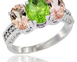 White gold natural peridot morganite sides ring 3 stone oval 7x5 mm diamond accent thumb155 crop