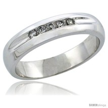 Size 10 - 10k White Gold Ladies&#39; Diamond Ring Band w/ 0.10 Carat Brilliant Cut  - £465.21 GBP