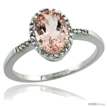 Size 6 - 14k White Gold Diamond Morganite Ring 1.17 ct Oval Stone 8x6 mm, 3/8  - £392.99 GBP