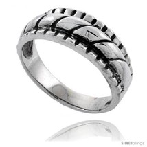 Size 10.5 - Sterling Silver Rope Design Wedding Band  - £22.05 GBP