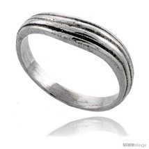 Size 8 - Sterling Silver Wavy Wedding Band Ring 3/16 in  - £18.84 GBP