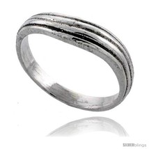 Size 10.5 - Sterling Silver Wavy Wedding Band Ring 3/16 in  - £19.00 GBP