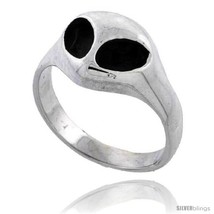 Size 9 - Sterling Silver Alien Face Ring 1/2 in  - $50.97