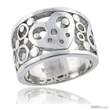 Size 9 - Sterling Silver Hearts &amp; Bubbles Band Ring Flawless finish 1/2 in  - £53.25 GBP