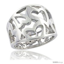 Size 8 - Sterling Silver Cigar Band Ring Cutout Hearts Flawless finish 5/8 in  - £40.74 GBP