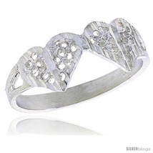 Size 6.5 - Sterling Silver Double Heart Filigree Ring, 1/4  - £11.10 GBP