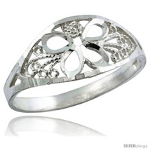 Size 7 - Sterling Silver Flower Filigree Ring, 5/16  - £8.79 GBP