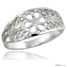Size 6.5 - Sterling Silver Flower Filigree Ring, 5/16 in -Style  - £10.94 GBP