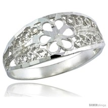 Size 7.5 - Sterling Silver Flower Filigree Ring, 5/16 in -Style  - £11.06 GBP