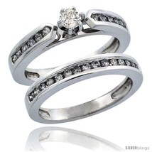 Size 10 - 10k White Gold 2-Piece Diamond Engagement Ring Band Set w/ 0.56 Carat  - £1,058.18 GBP